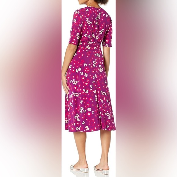 London Times Dresses & Skirts - NWT London Times Women's Floral Printed Jersey A-line Midi Berry/Coral Sz 20W